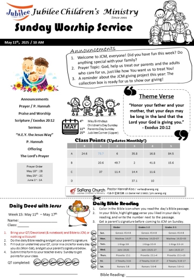 May 11th, 2025 JCM Bulletin