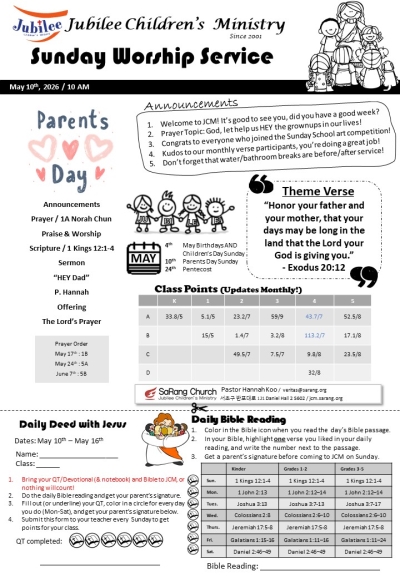 May 10th, 2026 JCM Bulletin