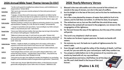 2026 Annual Bible Verse List